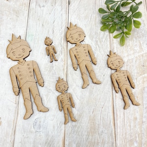 Fairytale MDF Embellishments Craft Shape, Wood Blank DIY Decoration Fantasy Prince charming, King Character