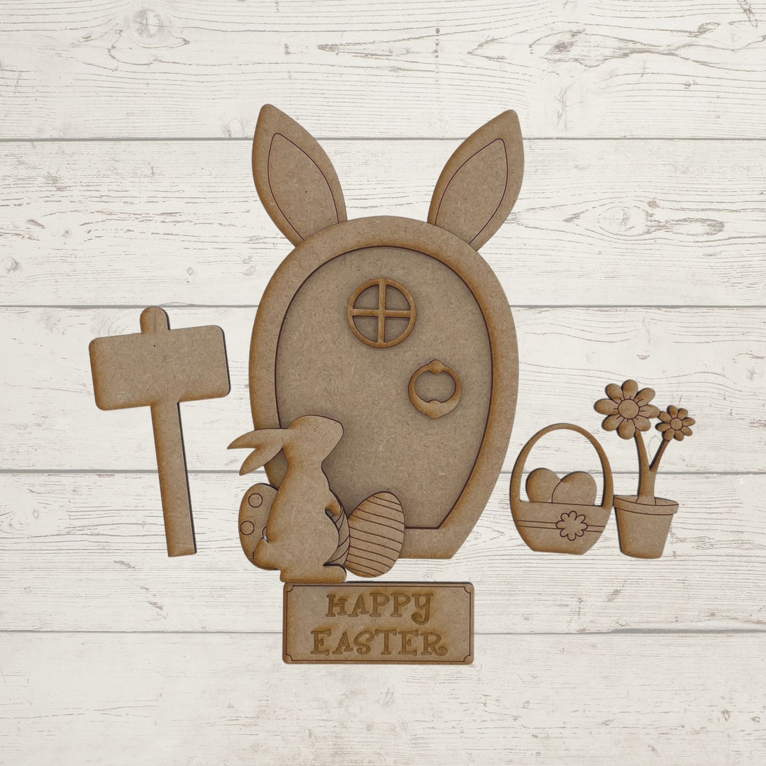 Laser Cut MDF Wooden Fairy Door Craft Kit Fairy Door Accessories Easter ...