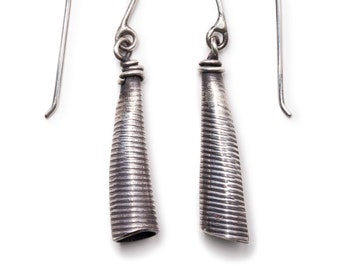 Textured Silver Dangle Earrings - Unique Earrings - Handcrafted - Sculptural Jewelry - Contemporary Jewelry - Artisan Made