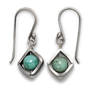 Gemstone Earrings - Sterling Silver - Agate Jewelry - Drop Earrings - Contemporary Earrings