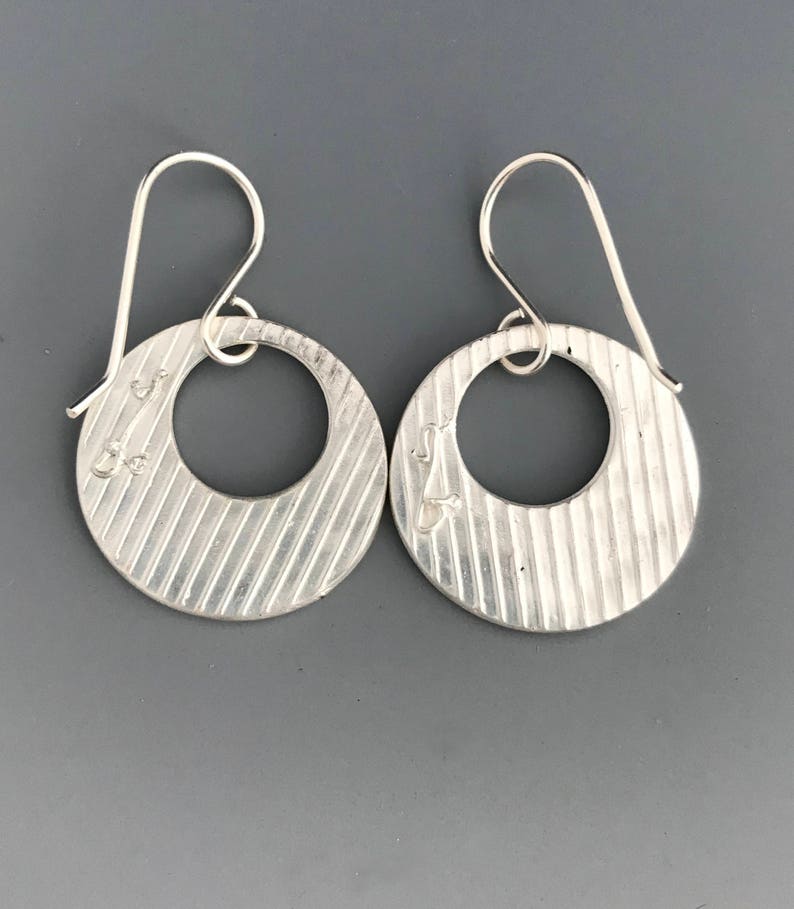 Silver and Enamel Hoops Earrings