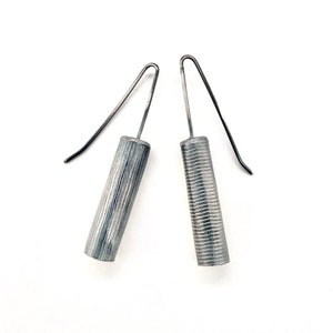 Contemporary - Modern - Urban - Industrial - Textured - Bold Earrings - Recycled Silver - Dangle Earrings - Oxidized Silver - Handcrafted
