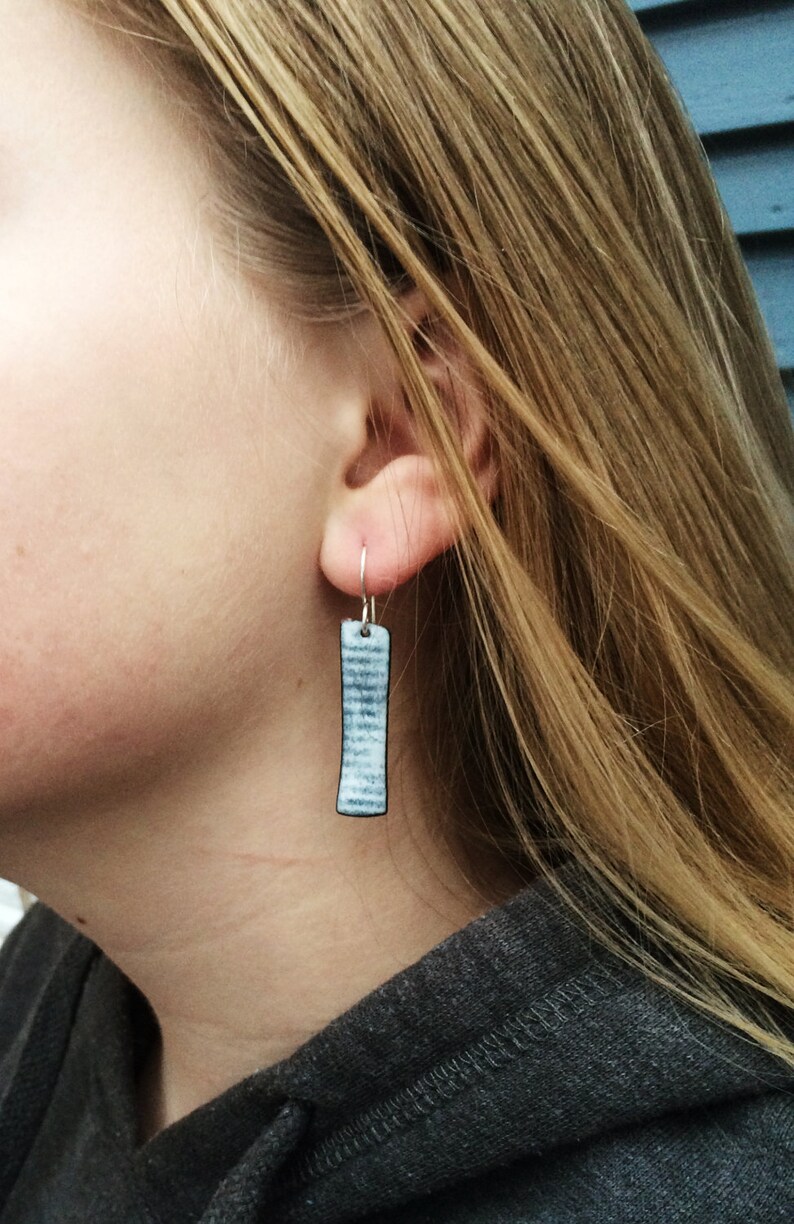 Long Bar Earrings Copper Earrings Enamel Jewelry Rustic Etsy