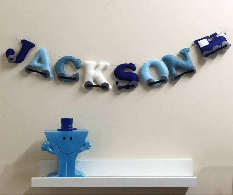 Train theme name garland Handmade felt letter bunting Felt Etsy