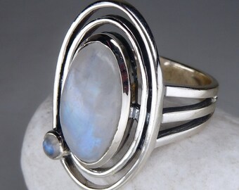 RAINBOW MOONSTONE Constellation Ring Solid Silver SilverSari YGR1726