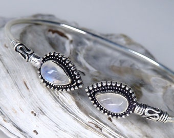 MOONSTONE Cuff Light-weight Bangle Bracelet Solid Silver SilverSari YBG1116