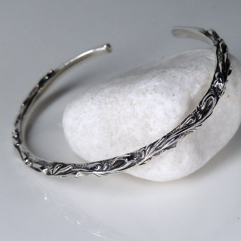 Solid Sterling Silver GARLAND CUFF Bangle SILVERSARI YBS1055 image 9