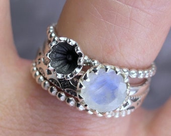 MOONSTONE Poppy Stacking Ring Stg Silver SilverSari YSTR1012