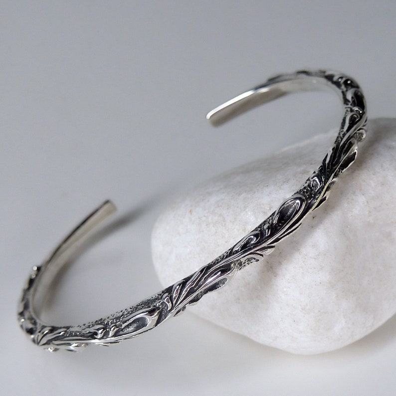 Solid Sterling Silver GARLAND CUFF Bangle SILVERSARI YBS1055 image 3