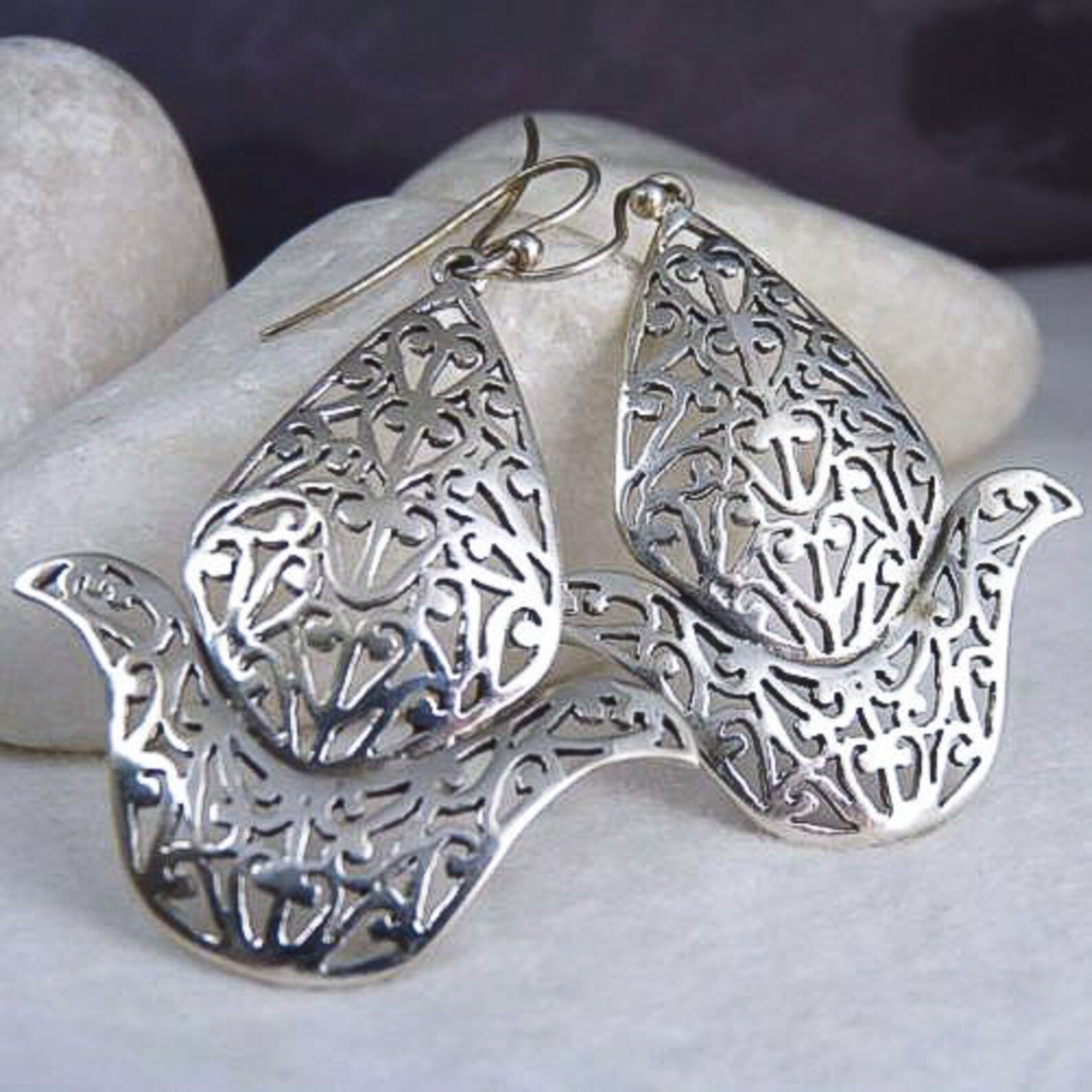 Ornate 'jali LOTUS Flower' Earrings YES1054 Etsy