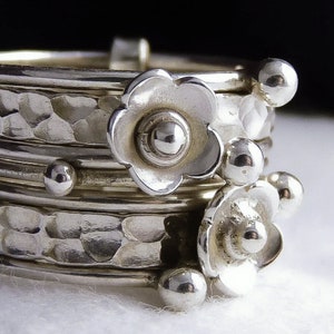 DAISY 7-STACK Nest Stacking Ring Solid Stg Silver SilverSari YSTR1007