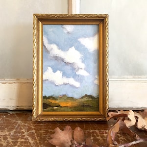 Ochre Valley Original Landscape Print: Cloudy Sky, Farmhouse Decor