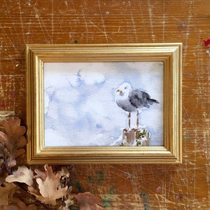 Seagull Watercolor Print: Original Coastal Beach House Art (5x7 Unframed)
