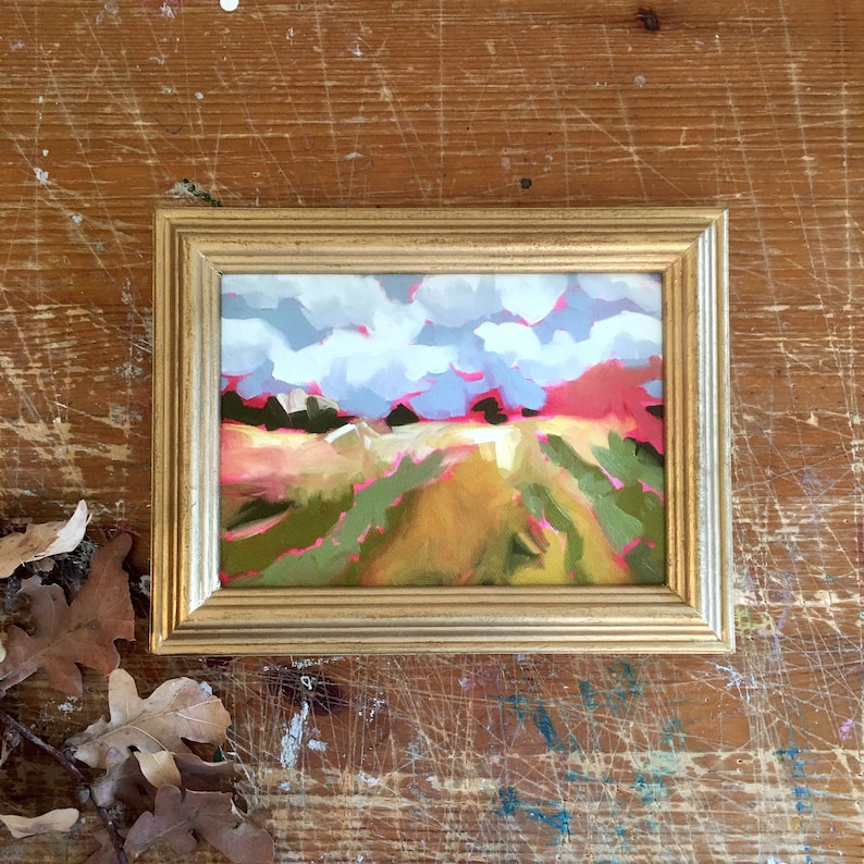 Country Landscape Painting, Unframed Print, Original Oil Painting, Modern Farmhouse Decor, Canvas Print, Impressionist Landscape image 1