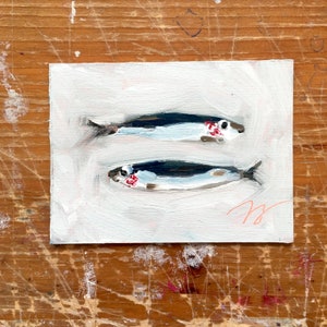 Sardines, Unframed Print, Still Life Oil Painting, Original Art, Still Life Print on Canvas, Coastal Art Print, Beach House Decor image 4