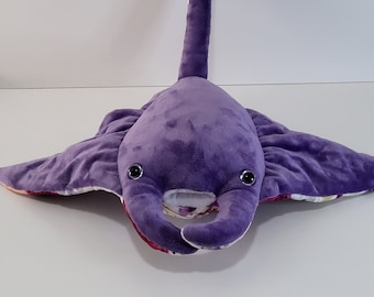 OOAK Purple Fall Autumn Leaves Manta Ray Plush