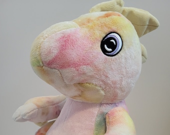 OOAK Rainbow Tie-Dye Pastel Raptor Plush