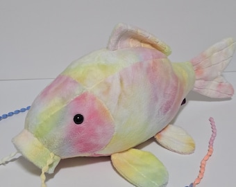 Rainbow Tie-dye Koi Plush Pink Yellow Blue White