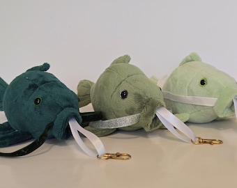 Mini Koi Fish Plush Keychain Sage Olive Dark Green