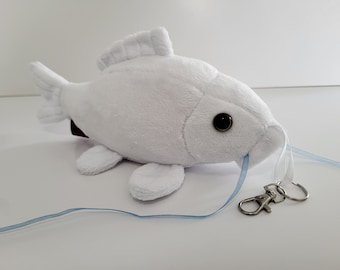 Mini Platinum Ogon Koi Plush Keychain
