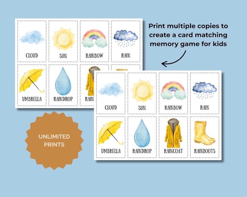 16 Printable Weather Flashcards for Toddlers | Pre-school Learning ...