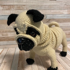 Pug Dog, Puppy, Soft Plush Crochet Animal Toy Handmade