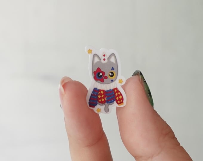 Tiny jester kitty vinyl sticker