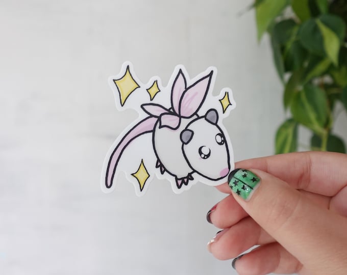 She was a fairy opossum vinyl sticker