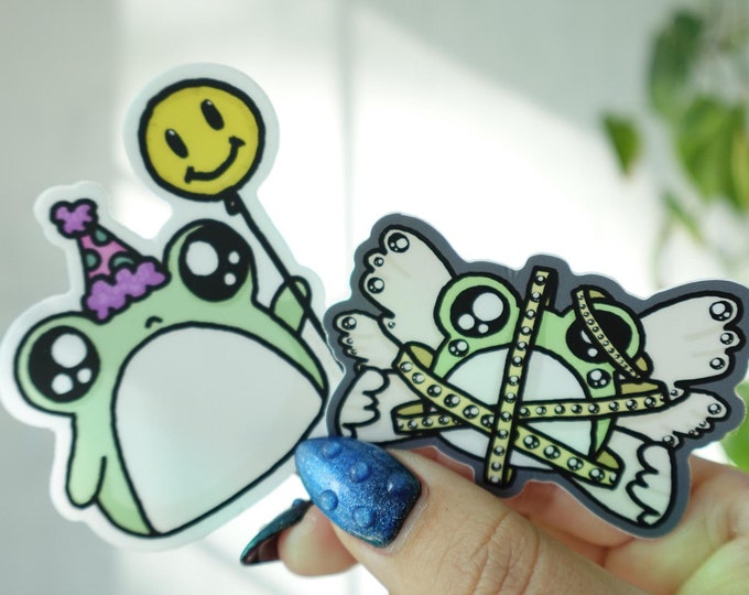 Party Frog and Biblically Accurate Angel Frog Stickers