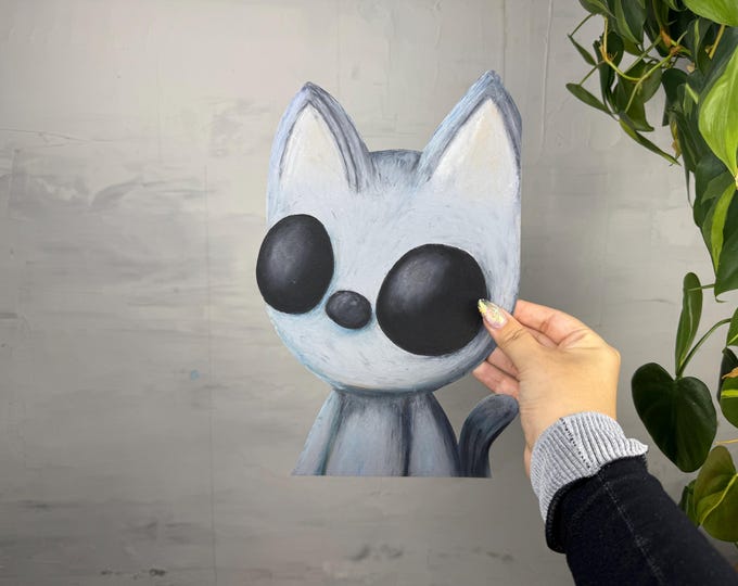 Cat love lamp oil pastel original