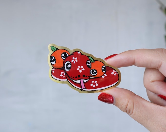 Lunar snake and mandarin - sticker