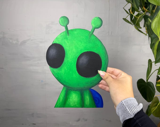 Alien oil pastel original