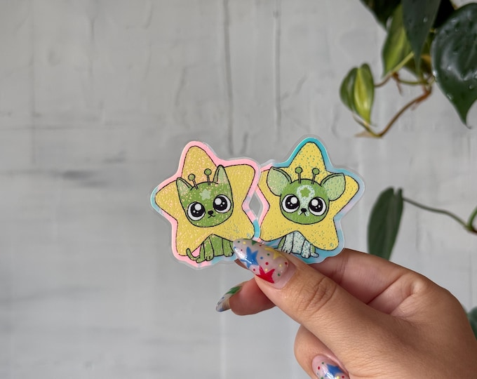 Glow in the dark starry alien guys - stickers