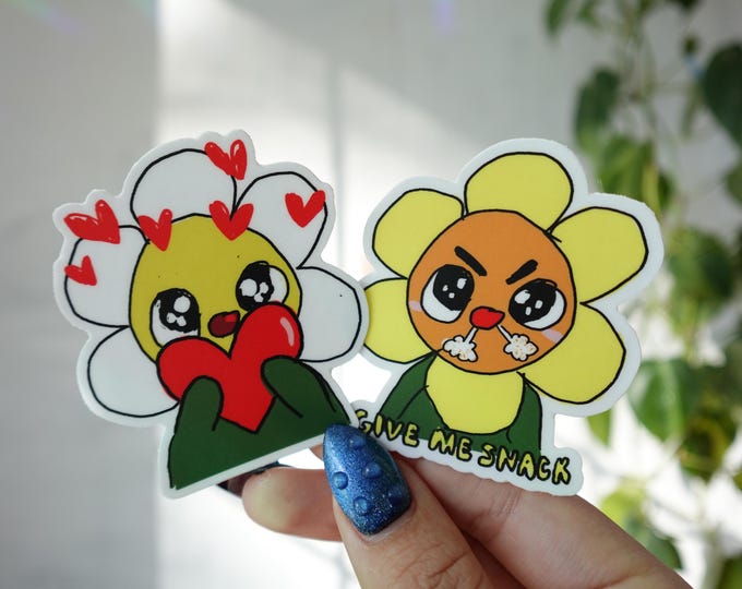Give me Snak and Flower Love guy Stickers