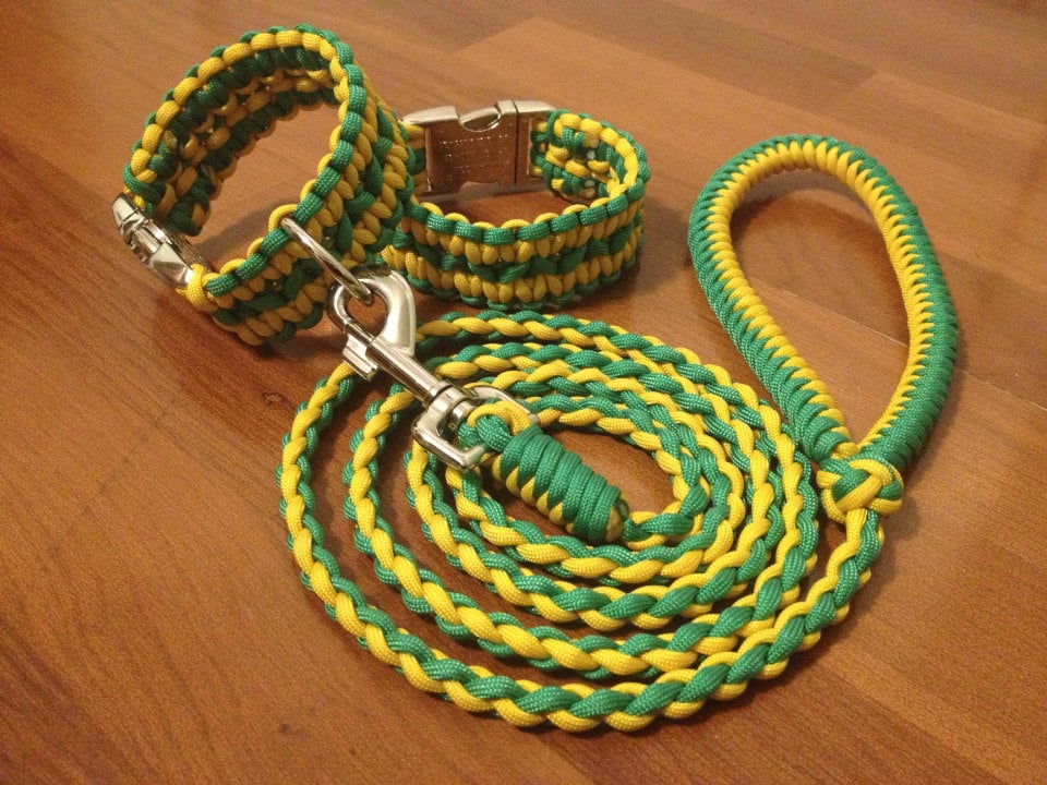 Paracord Dog Collar and 5 Ft Leash Combo double Solomon Paracord Dog