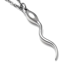 Sperm Necklace, Semen Male Fertility Jewelry in Pewter