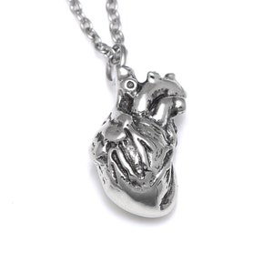 Collana con piccolo cuore anatomico, ciondolo cardiologico, gioielli anatomici