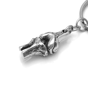 Knee Charm Keychain in Pewter, Handmade Anatomical Key Ring