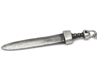 Sword Necklace, Gladius Pendant Antiqued Pewter Gladiator Weapon Jewelry