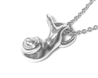 Cochlea Necklace in Sterling Silver, Audiologist Charm, Inner Ear Anatomy Jewelry