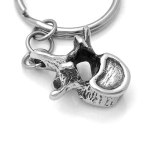 Handmade Lumbar Vertebrae Keychain in Pewter, Scoliosis Chiropractor