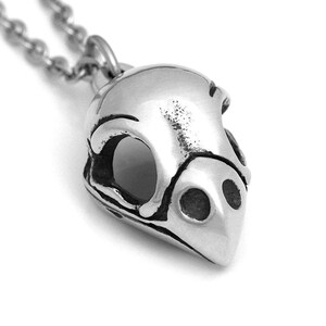 Bullfinch Skull Necklace, Pyrrhula Pyrrhula Jewelry in Pewter