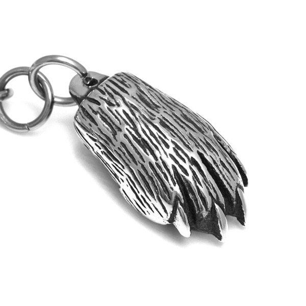 Lynx Paw Keychain, Animal Foot Keyring in Pewter