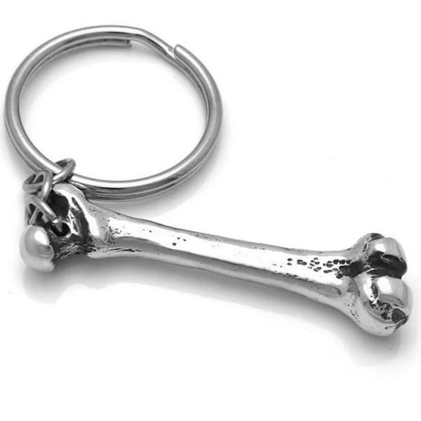 Handmade Human Femur Keychain, Medical Keyring, Pewter Bone Key Chain