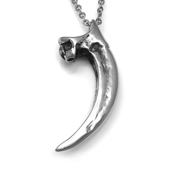 Harpy Eagle Talon Necklace, Bird Claw Pendant Jewelry in Pewter