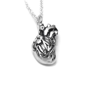 Collana con ciondolo a forma di cuore anatomico 3D in argento 925, gioielli con anatomia umana