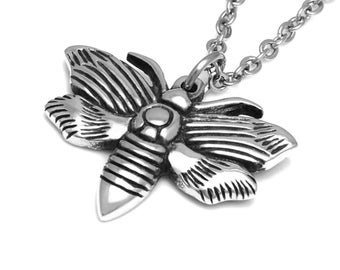 Moth Necklace, Lepidoptera Pendant Jewelry in Pewter