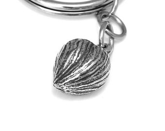 Hazelnut Keychain, Nut Key Holder Nature Keyring in Pewter