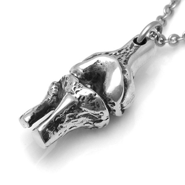 Anatomical Knee Pendant Necklace, Femur and Tibia Charm Jewelry