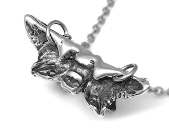 Sphenoid Bone Pendant Necklace, Handmade Anatomical Jewelry in Pewter